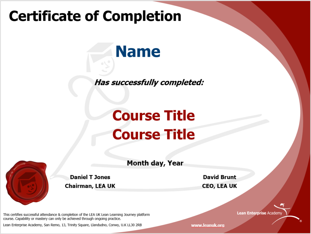 8 Step Business Process Improvement certificate